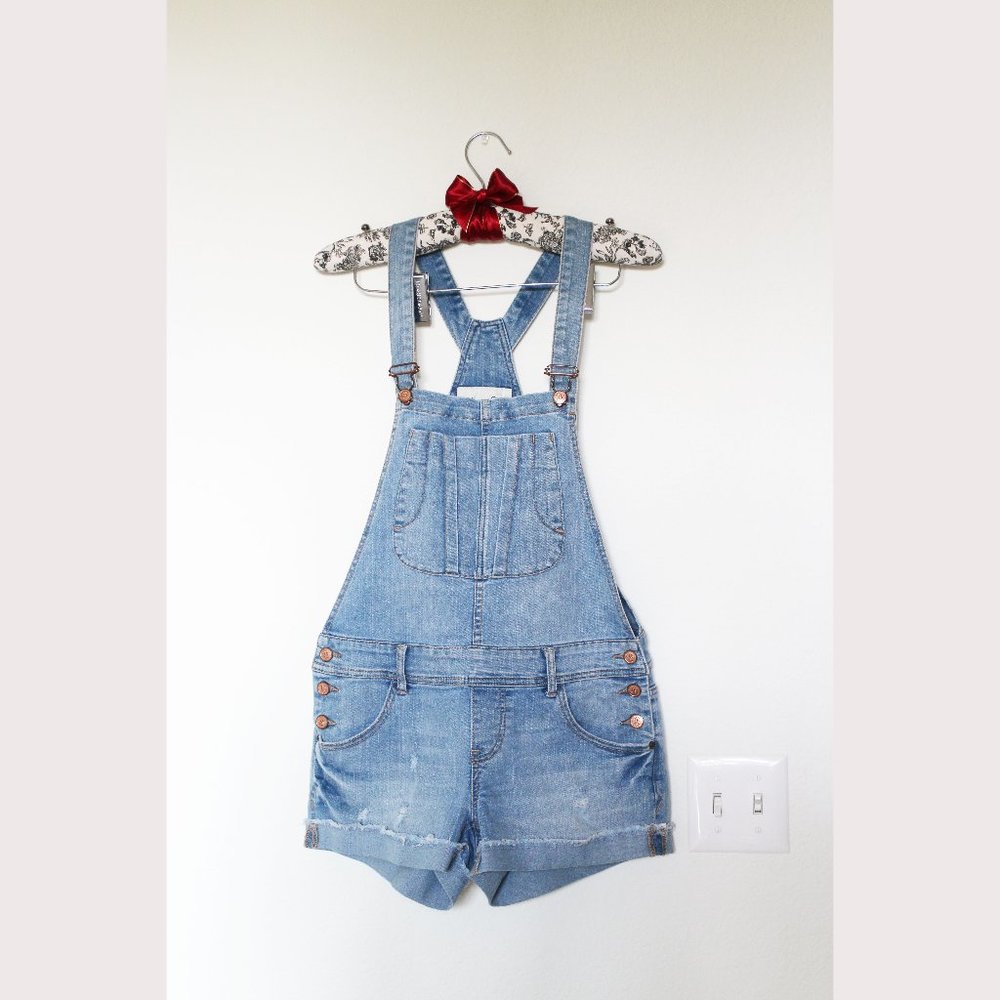American Rag Blue Jeans Overall Shorts Size 1